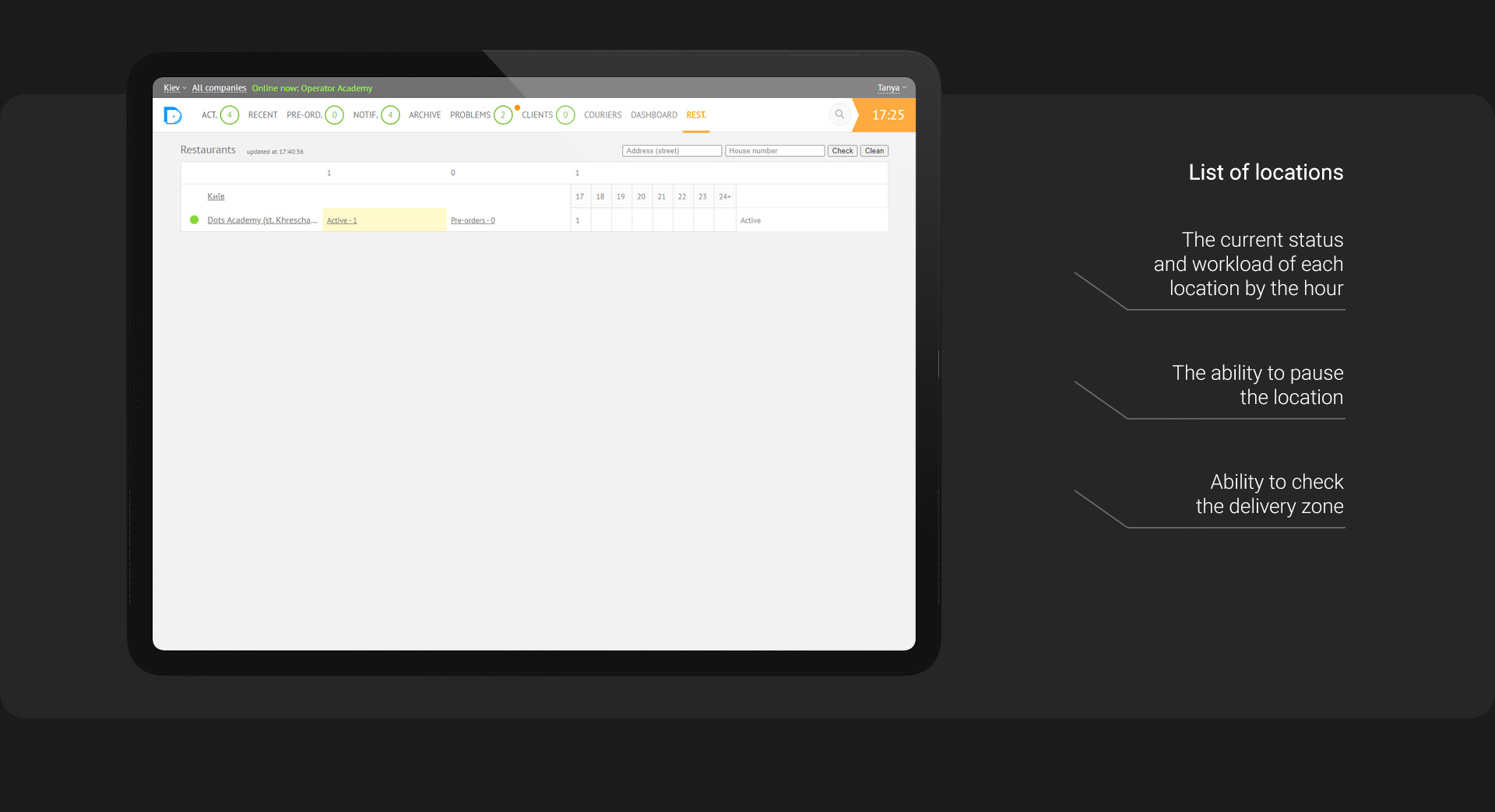Monitoring panel — feedback management