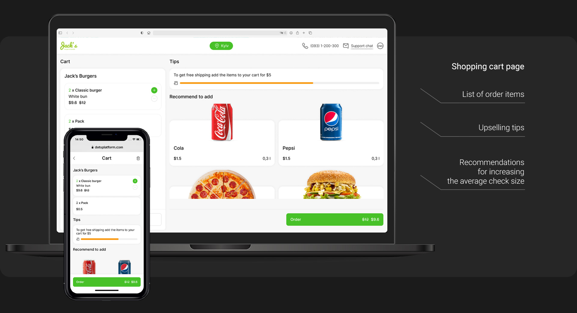 Ordering website — delivery options