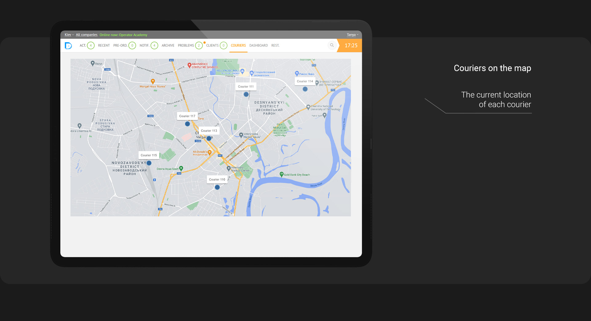 Monitoring panel — customer communication